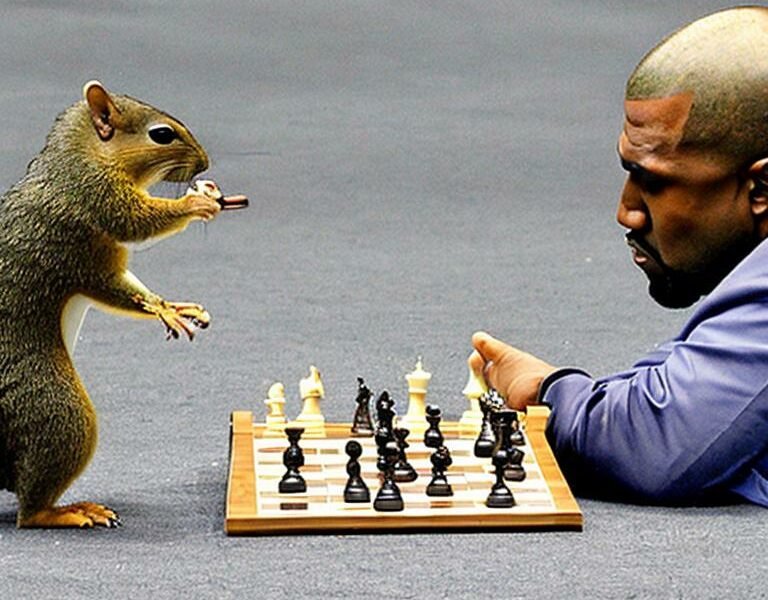 Kanye West Playing Chess With a Squirrel Stuns TWITTER, Fans Choose Sides