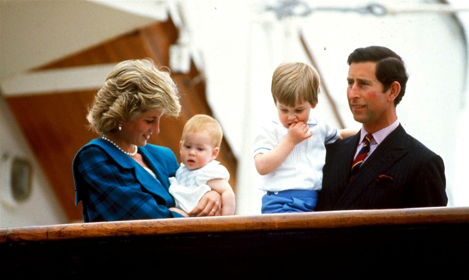 Late Princess Diana with King Charles, Prince William, and Prince Harry